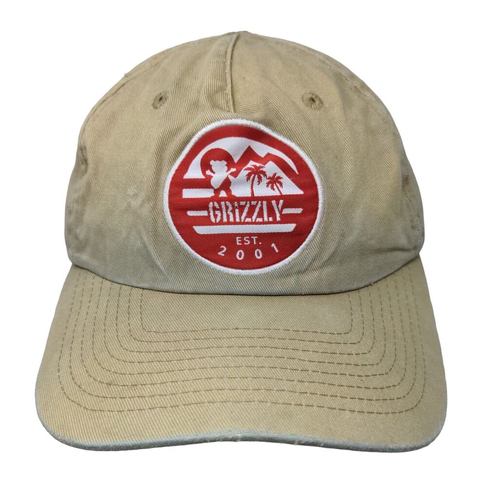 Grizzly Est. 2001 Snapback Hat Tan One Size Adjustable Solid 6 Panel